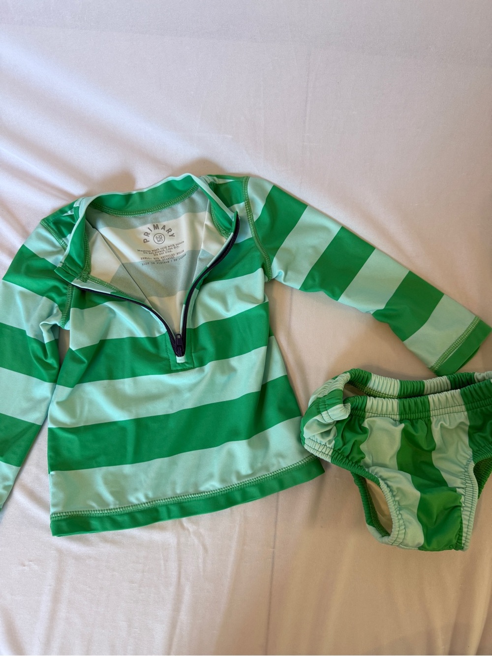 Primary Baby Green Stripe Rash Guard Set - Green
